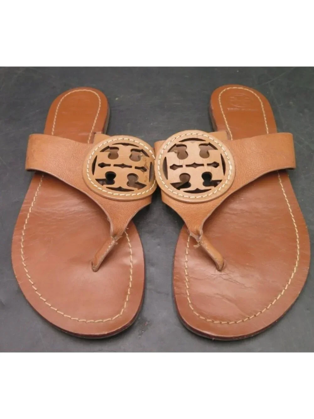 Tory Burch Womens Brown Leather Miller Sandals Size 8.5M